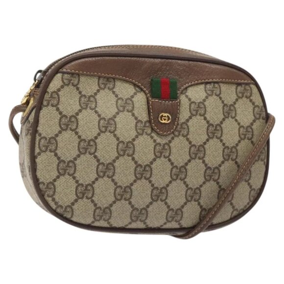 GUCCI GG Supreme Web Sherry Line Shoulder Bag PVC Beige 007 754 6112 Auth - Picture 1 of 15
